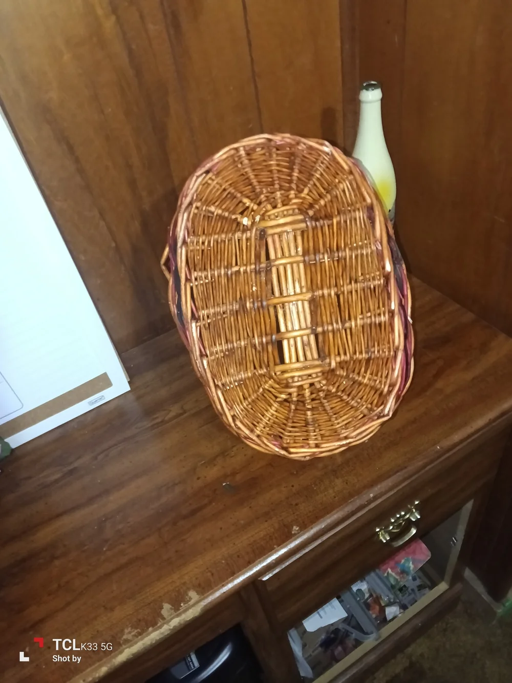 Handwoven Multi-Color Wicker Basket with Handle